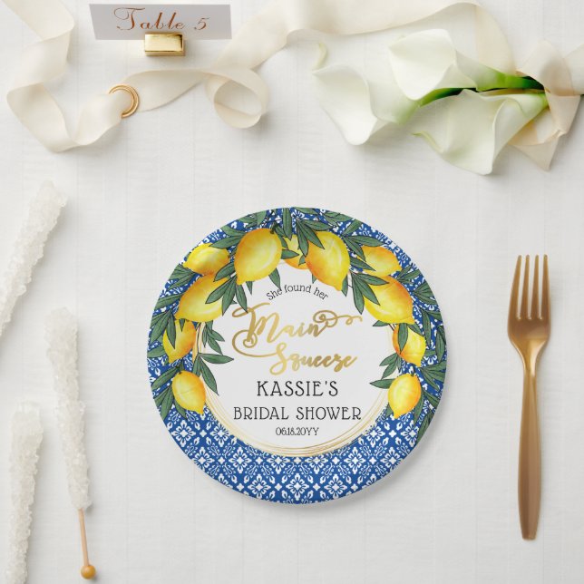 Main Squeeze Lemons Tropical Bridal Shower  Paper  Plates (Wedding)