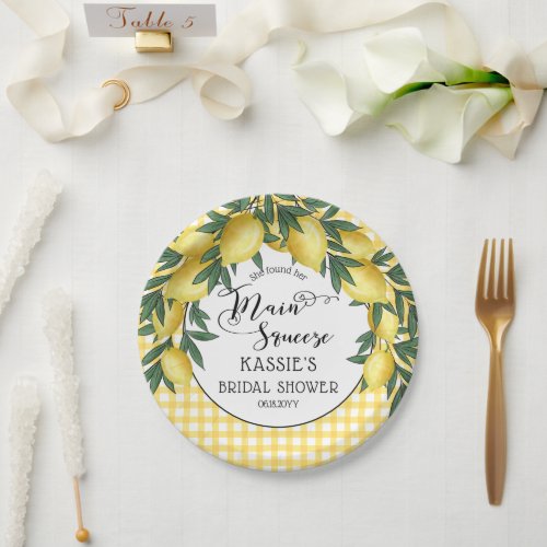 Main Squeeze Lemons Tropical Bridal Shower  Paper Plates