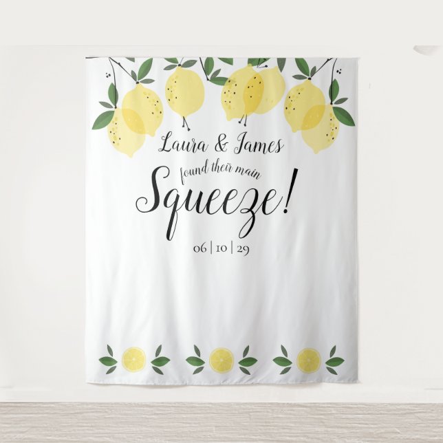 Main Squeeze Lemons Wedding Shower Photo Backdrop (Front)