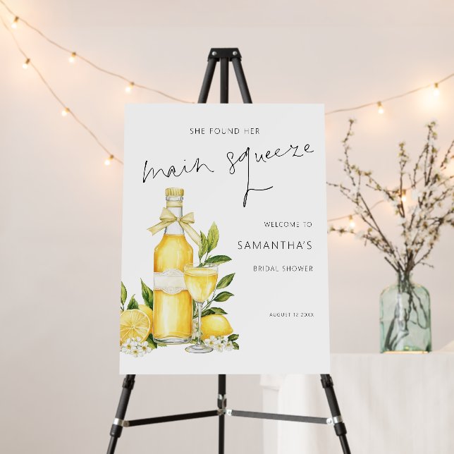 Main Squeeze Limoncello Welcome Bridal Shower Foam Board (In Situ (Stand))