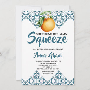 Main Squeeze Mediterranean Bridal Shower Blue Invitation