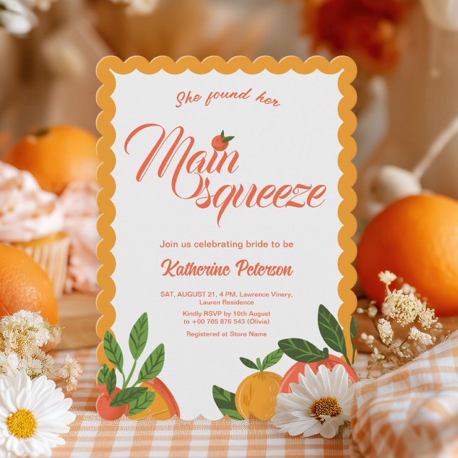 Main Squeeze orange Bridal Shower Bright Invitation (Creator Uploaded)