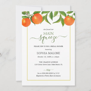 Main Squeeze Orange Bridal shower  Invitation