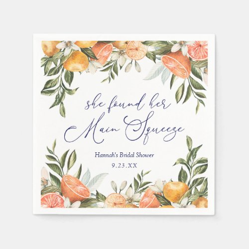 Main Squeeze Orange Bridal Shower Napkins