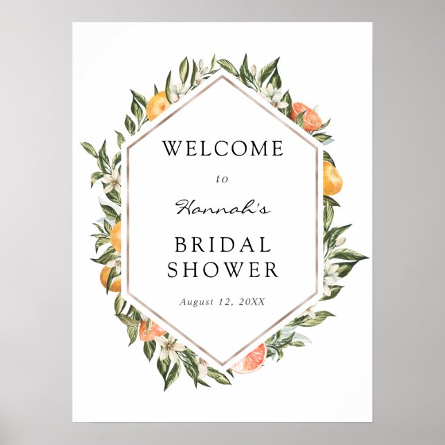 Main Squeeze Orange Bridal Shower Welcome Sign (Front)