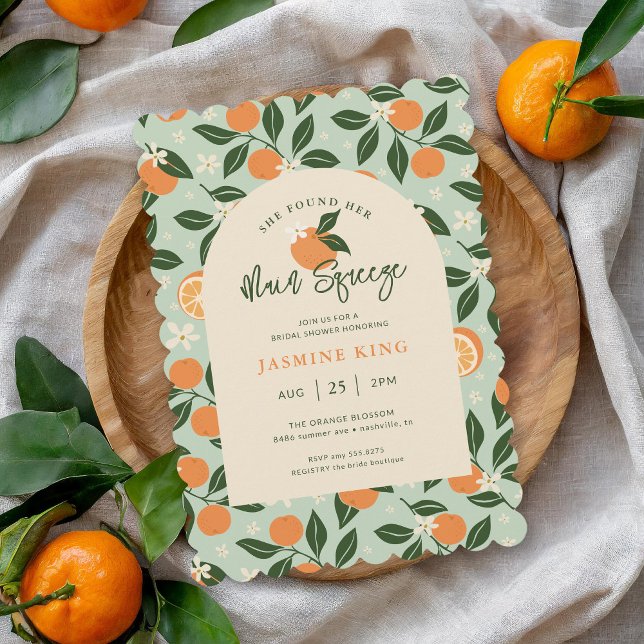 Main Squeeze Orange Citrus Bridal Shower Invitation (Creator Uploaded)