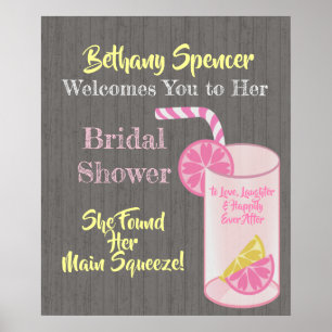 Main Squeeze Pink Lemonade Bridal Shower Welcome Poster