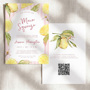 Main Squeeze QR Code Lemon Bridal Shower Invitation