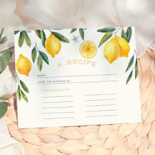 Main Squeeze Recipe Card Lemon Bridal Shower