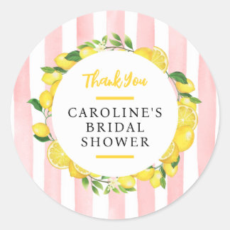 Main Squeeze Summer Lemon Bridal Shower Favor Classic Round Sticker