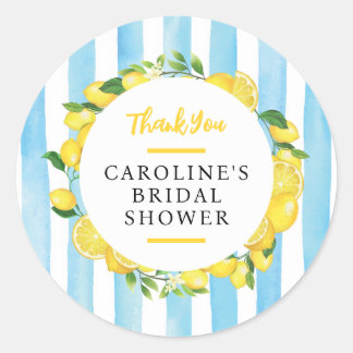 Main Squeeze Summer Lemon Bridal Shower Favor Classic Round Sticker