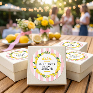 Main Squeeze Summer Lemon Bridal Shower Favor Classic Round Sticker
