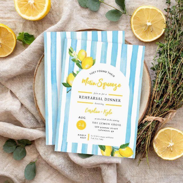 Main Squeeze Summer Lemon Rehearsal Dinner Invitation (Creator Uploaded)
