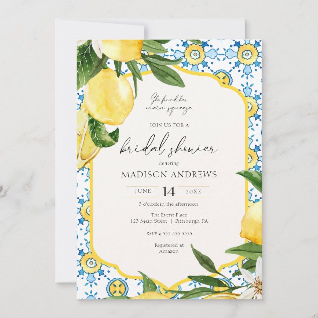 Main Squeeze Vintage Lemon Bridal Shower Invitation (Front)