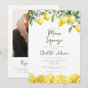 Main Squeeze Watercolor Photo QR Bridal Shower Invitation