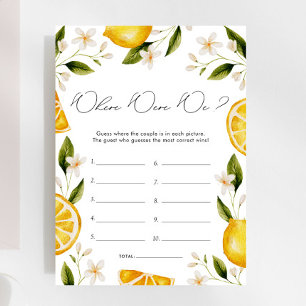 Main Squeeze Where Were We Bridal Shower Game