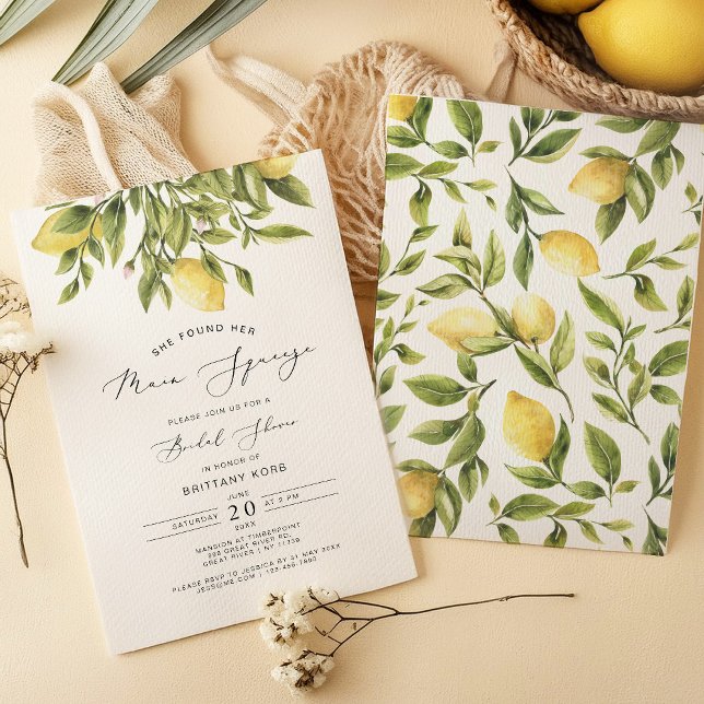 Main squeeze Yellow Lemon Bridal Shower amalfi Invitation (Creator Uploaded)