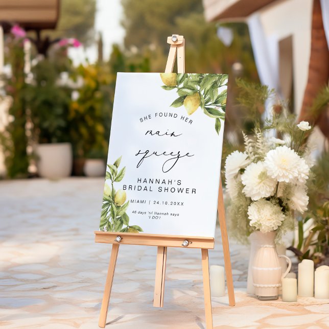 Main squeeze Yellow Lemon Bridal Shower welcome Foam Board (Creator Uploaded)