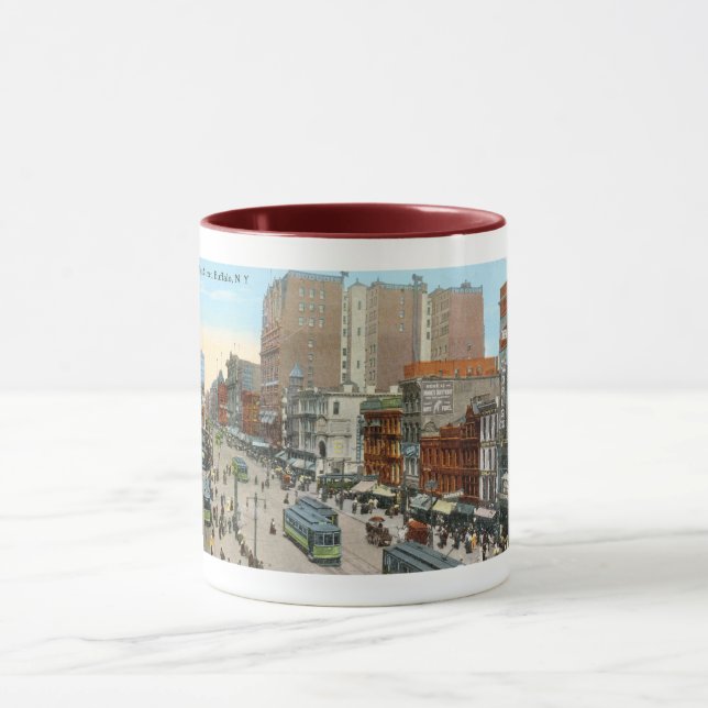 Main St., Buffalo 1913 Vintage Mug (Center)