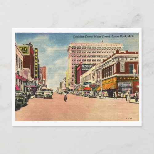 Main St Little Rock Arkansas Vintage Postcard
