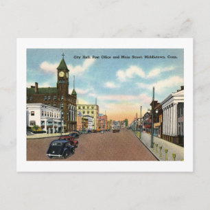 Main St., Middletown, Connecticut Vintage Postcard