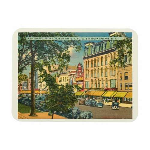 Main St Saratoga Springs NY Vintage Postcard Magnet
