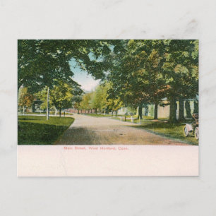 Main St., W. Hartford CT  Vintage Postcard