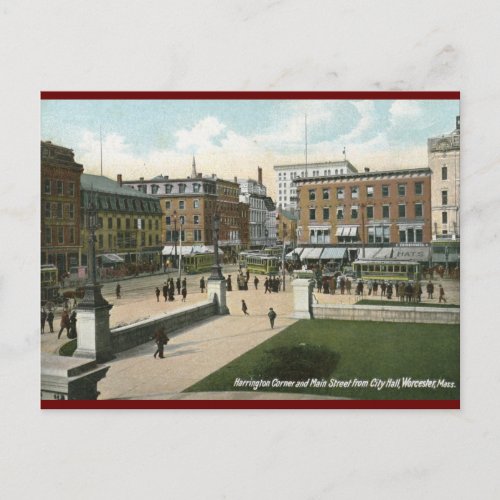 Main St Worcester MA 1910 Vintage Postcard