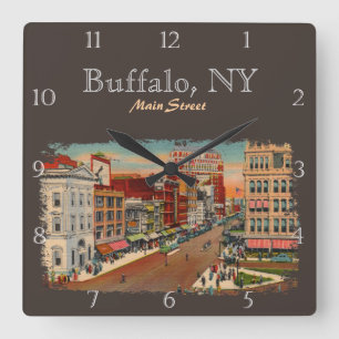 Main Street - Buffalo, NY Custom Square Wall Clock
