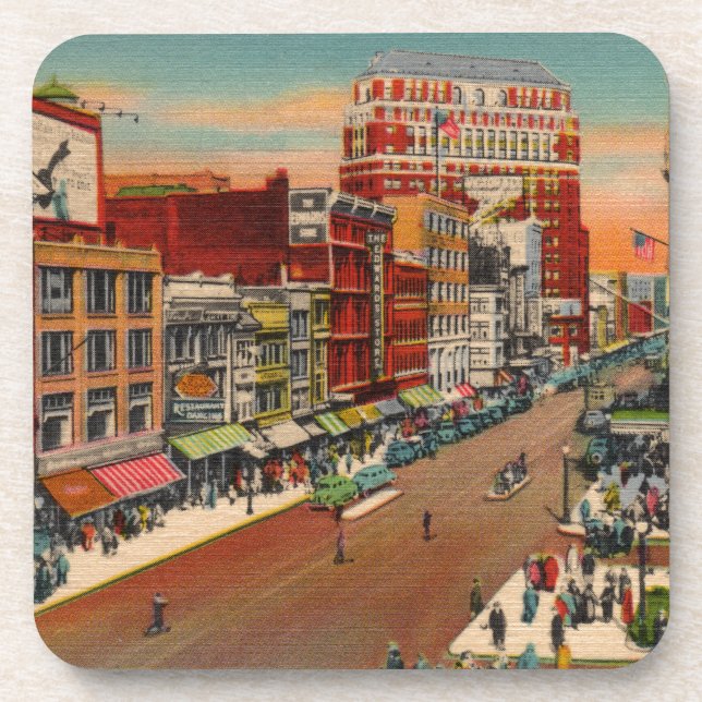 Main Street - Buffalo, NY Vintage Drink Coaster (Front)