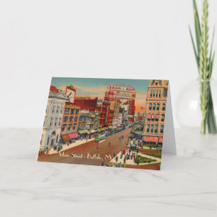Main Street - Buffalo, NY Vintage Greeting Card