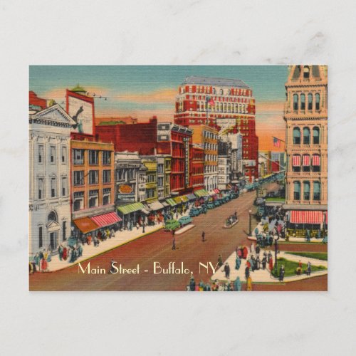 Main Street _ Buffalo NY Vintage Postcard