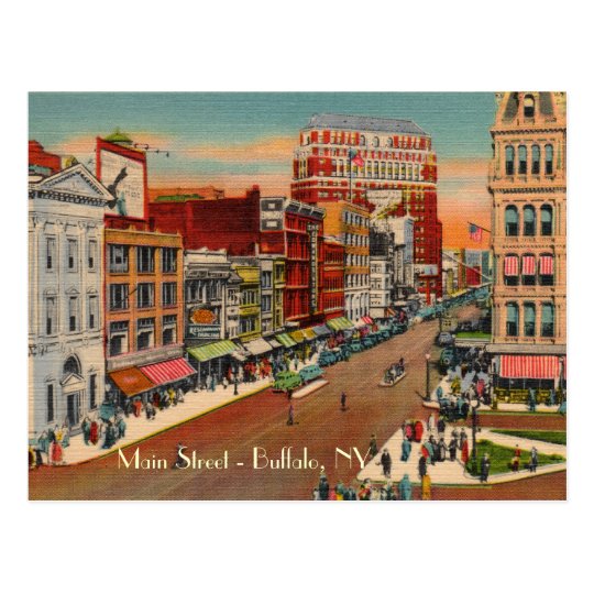 Main Street Buffalo, NY Vintage Postcard