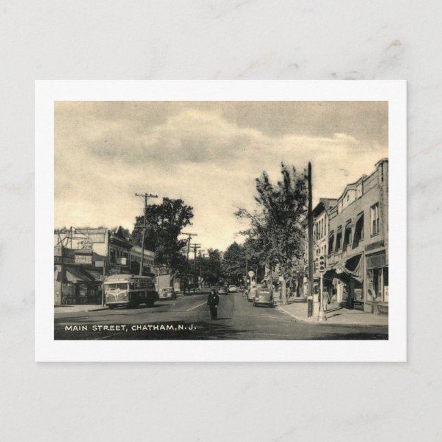 Main Street, Chatham, New Jersey Vintage Postcard (Front)