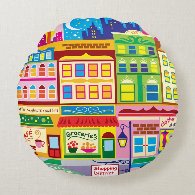 Main Street Colors Round Pillow (Front)
