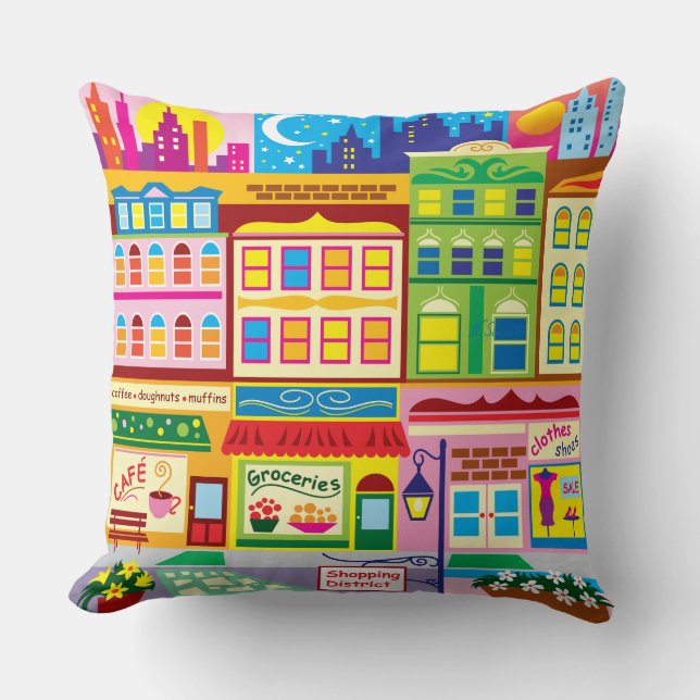 Main Street Colors Throw Pillow (Front)