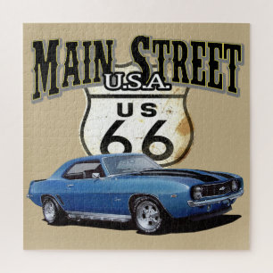 Main Street Custom Camaro with Black Stripes Jigsaw Puzzle