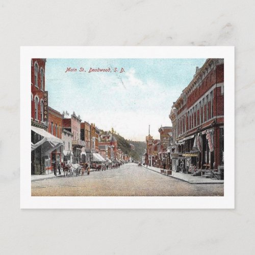 Main Street Deadwood South Dakota Vintage Postcard
