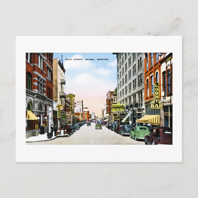 Main Street, Helena, Montana Vintage Greetings Postcard (Front)