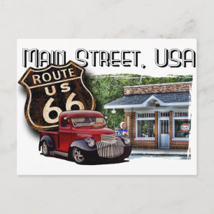 Main Street Hot Rod Postcard
