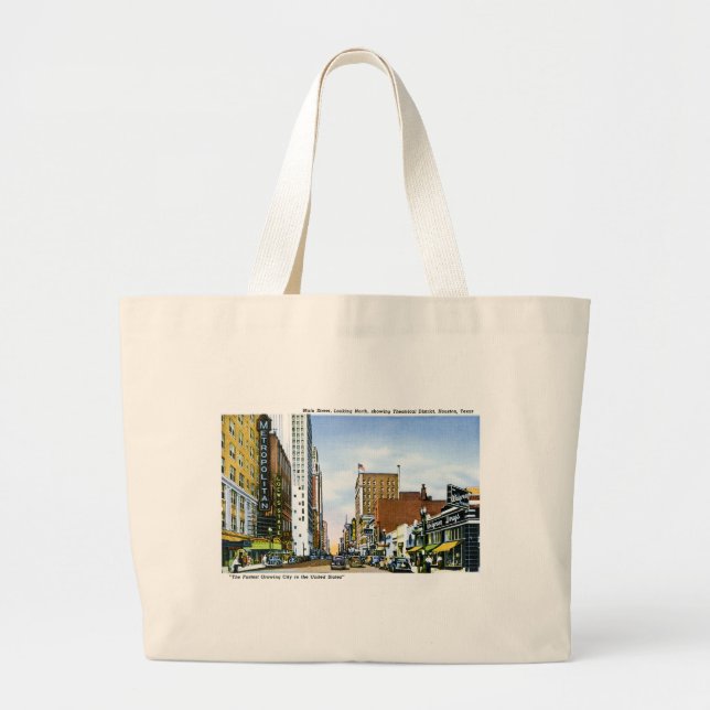 Main Street, Houston, Texas Large Tote Bag (Front)