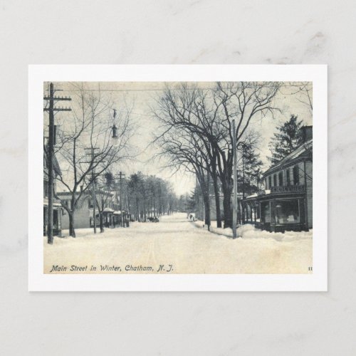 Main Street in Winter Chatham NJ 1907 Vintage Postcard