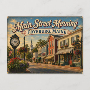 Main Street Morning Fryeburg Maine Postcard