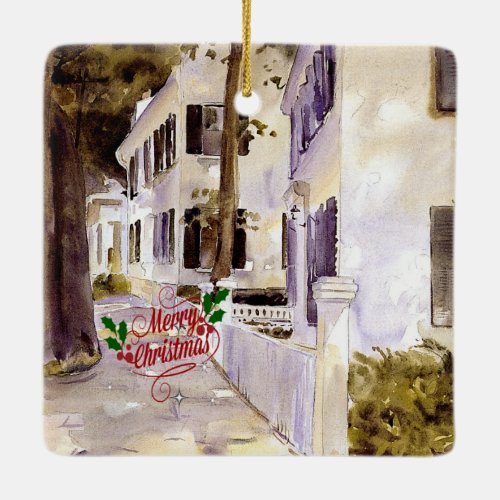 Main Street Nantucket Merry Christmas Ceramic Ornament