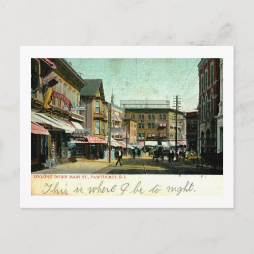 Main Street Pawtucket Rhode Island Vintage Postcard