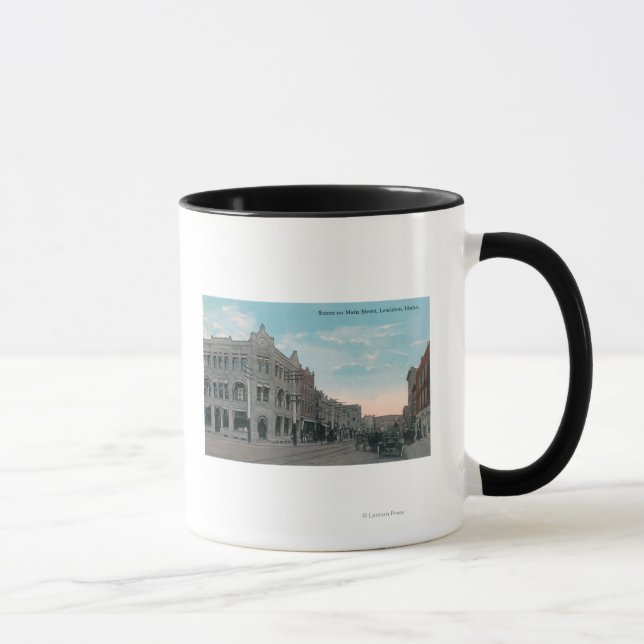 Main Street Scene with Horse Carriages and Mug (Right)