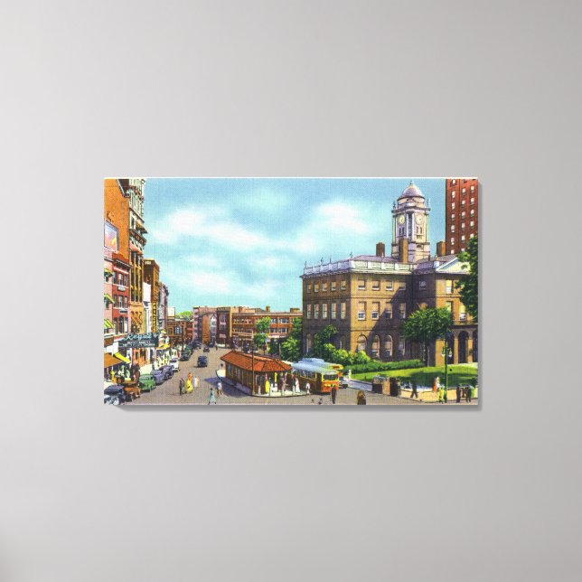 Main Street View of State Street & Old State Canvas Print (Front)