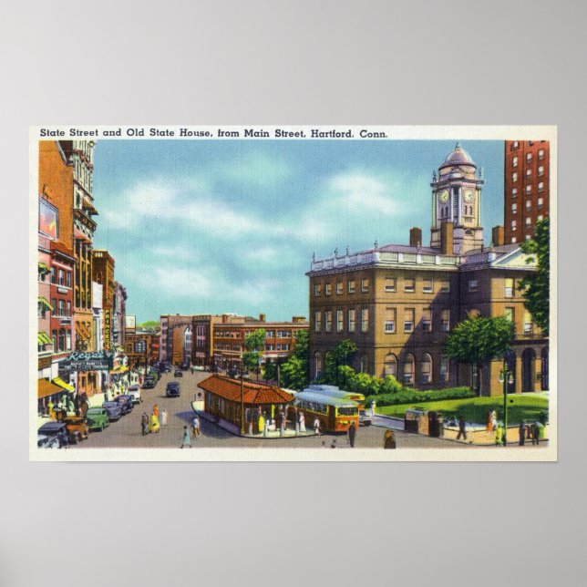 Main Street View of State Street & Old State Poster (Front)