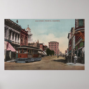 Main Street View with Street Car Poster