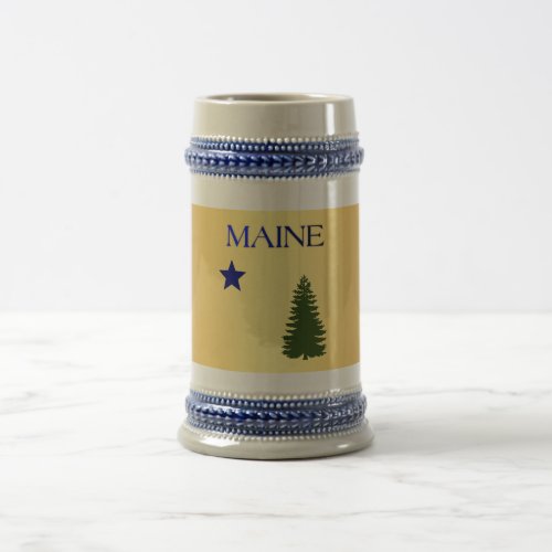 Maine 1901 flag beer stein